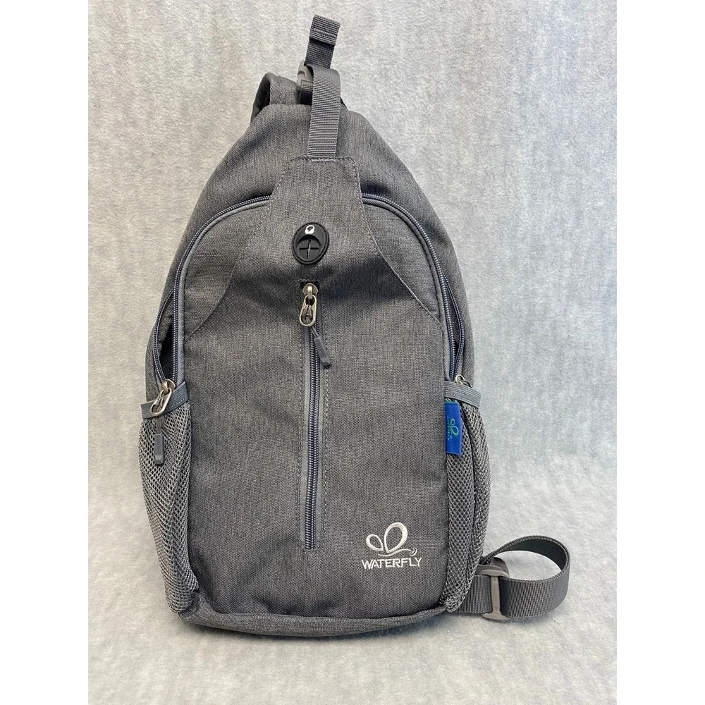 WATERFLY‎ Gray Sling Backpack Crossbody Chest Bag Travel Hiking Shoulder Unisex